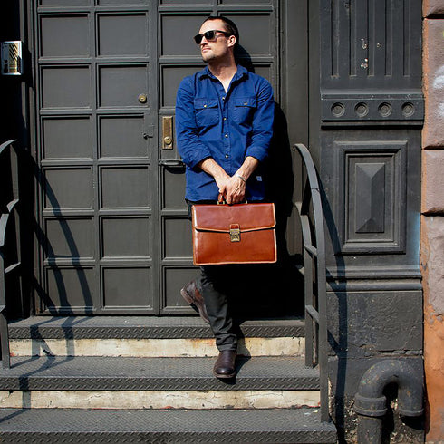 Floto Leather Briefcase Milano Brown